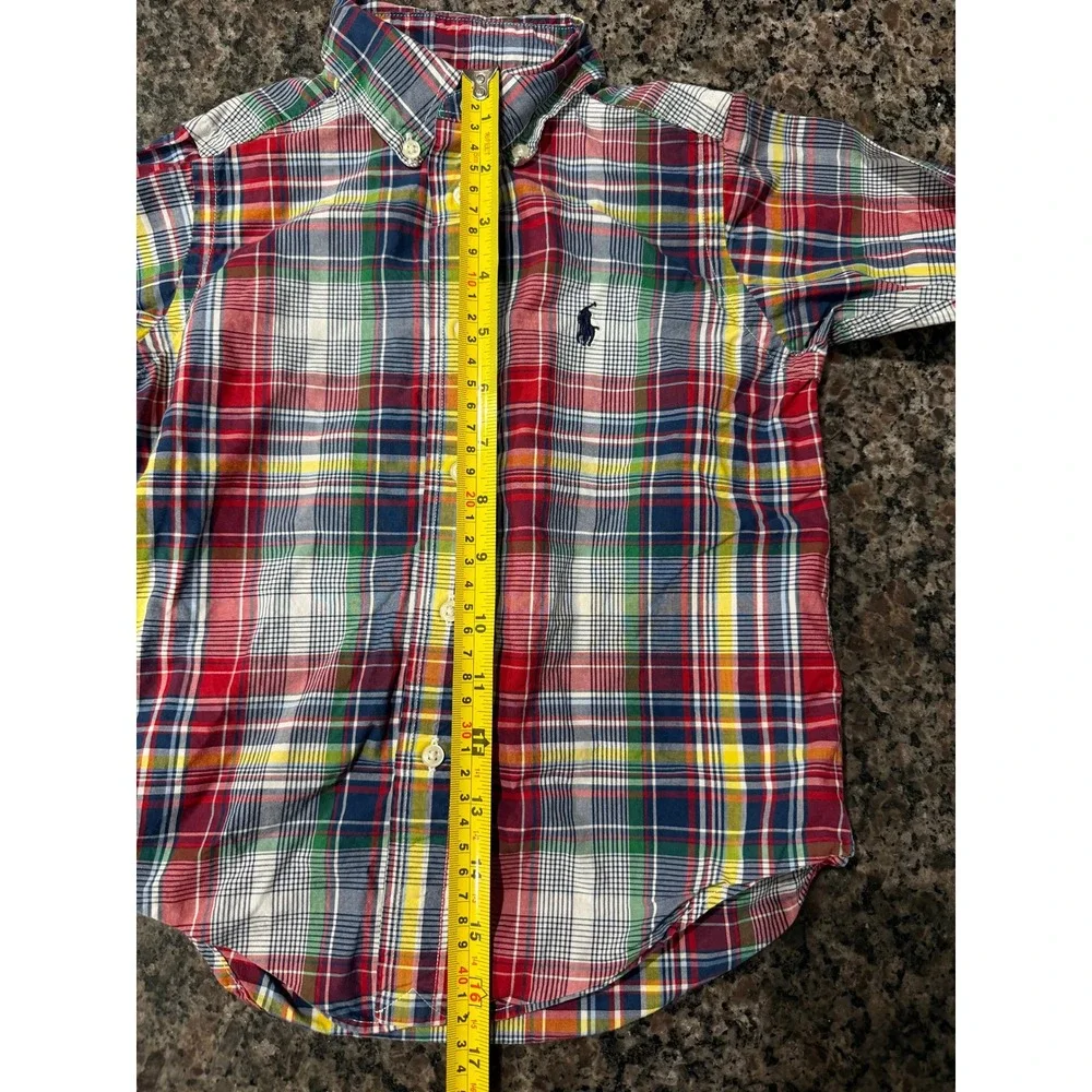 Ralph Lauren Kids Boys Multi Color Plaid Button Down Shirt Size 4 4T B52
